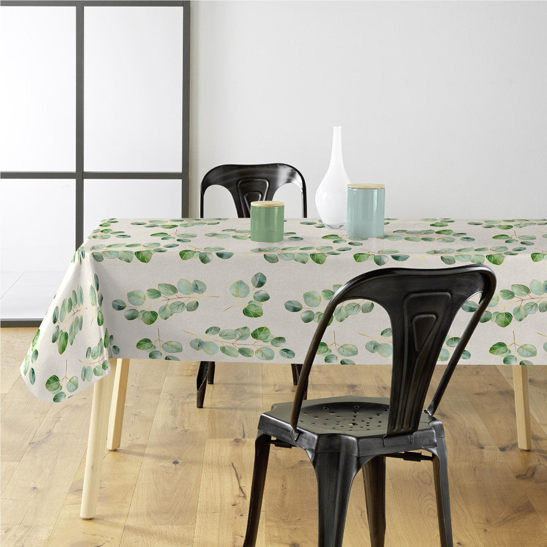 Textilia Glitter Eucalyptus – Vaxduk i linnelook med guld¬effekt, miljö