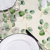 Textilia Glitter Eucalyptus – Vaxduk i linnelook med guld¬effekt, närbild