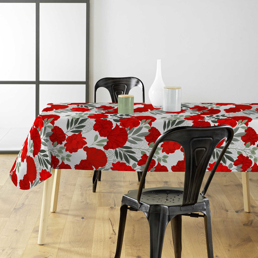 Textilia Occitanie - Fantastisk vaxduk med röda blommor, miljö