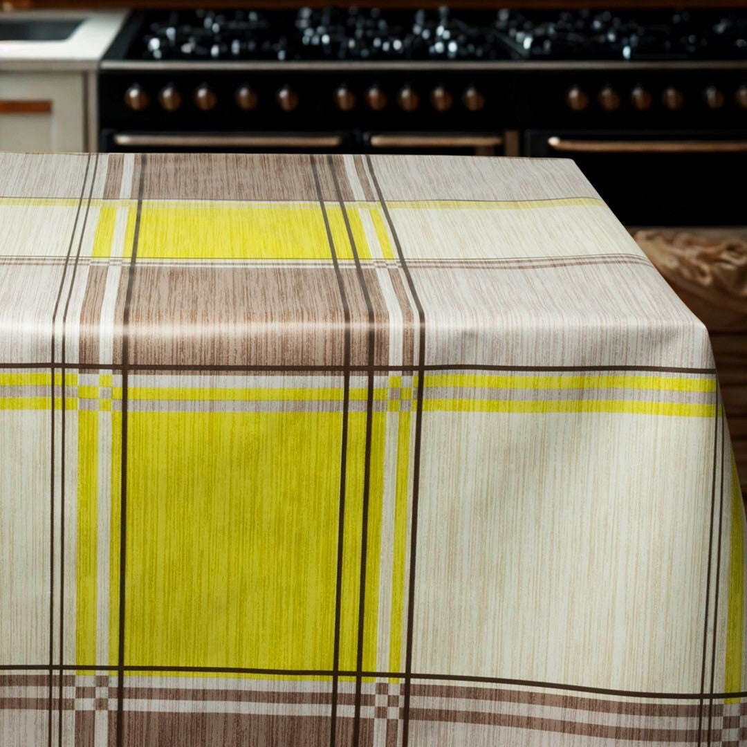 Torino Gul – Extra bred vaxduk med stora rutor 160 cm