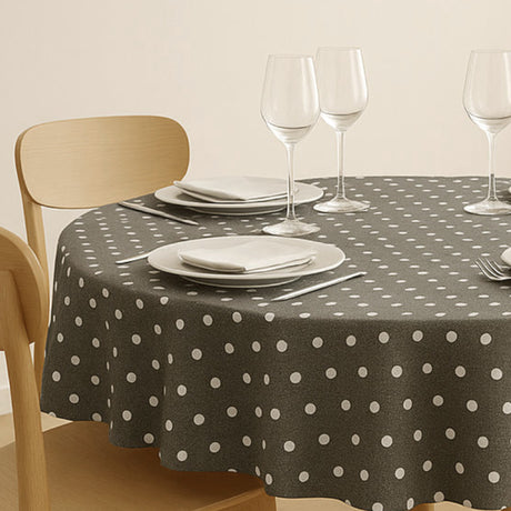 Van Gogh – Rund textilvaxduk i mörkgrå med vita prickar, 160 cm