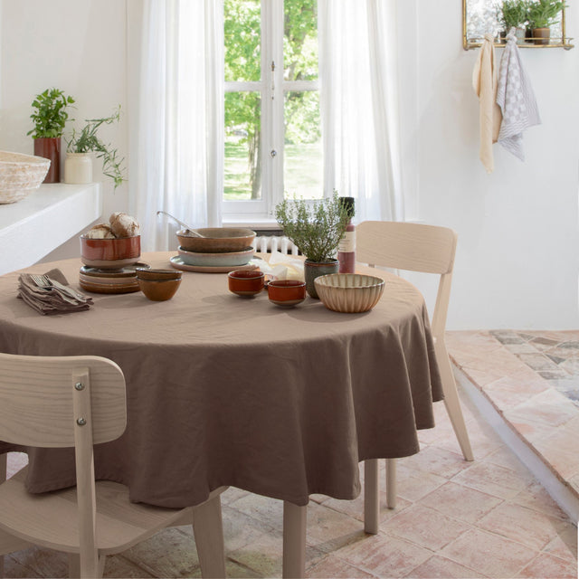 WOW Linneduk, Essence Sable – Rund Ø 180 cm, miljö