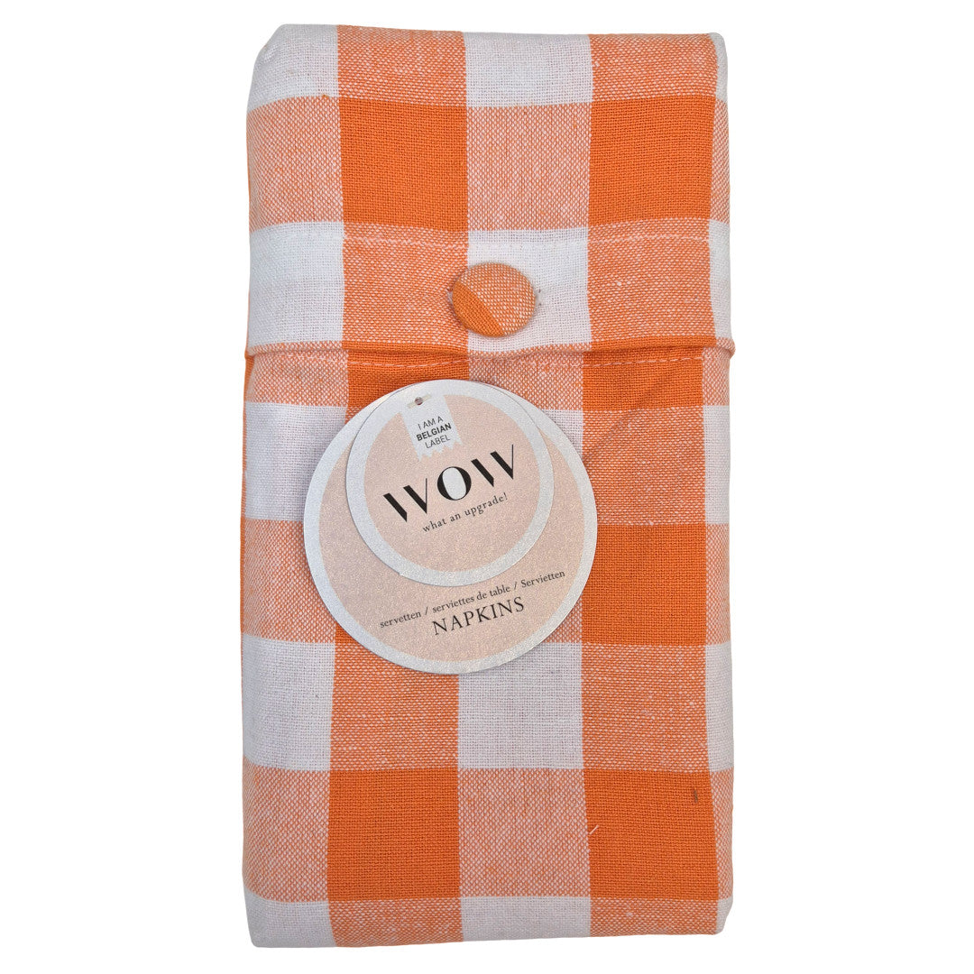 WOW Spring Apricot – Rutiga tygservetter 45 x 45 cm (4-pack)