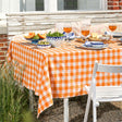 WOW Spring Apricot – Rutig bomullsduk 150 x 300 cm, miljö hörn