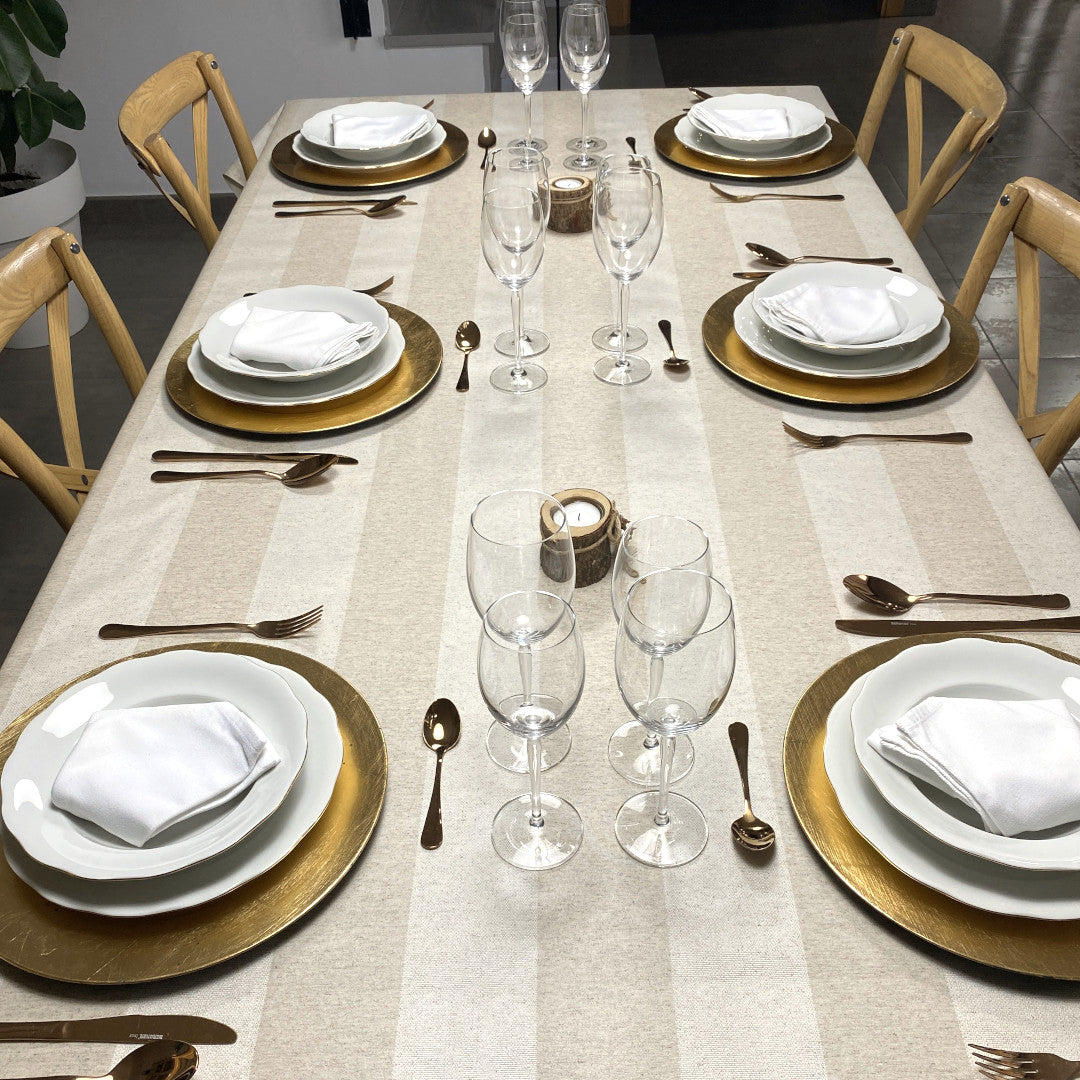 Welss Lino beige - Jacquardvävd textilvaxduk 180 cm bred