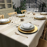 Welss Lino beige - Jacquardvävd textilvaxduk 180 cm bred