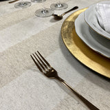 Welss Lino beige - Jacquardvävd textilvaxduk 180 cm bred
