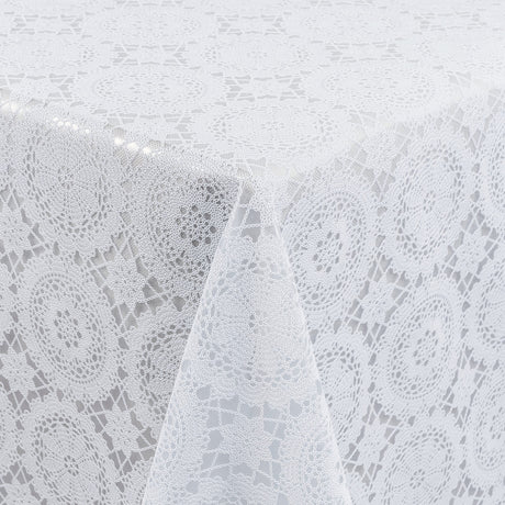 White Chantilly – Vit spetsvaxduk med klassiskt rosettmönster