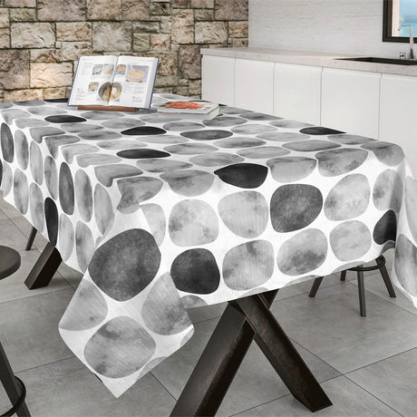 Arapoff Piedra - Stonefree Retro, textilvaxduk i vit/grå/antracit - 160 cm