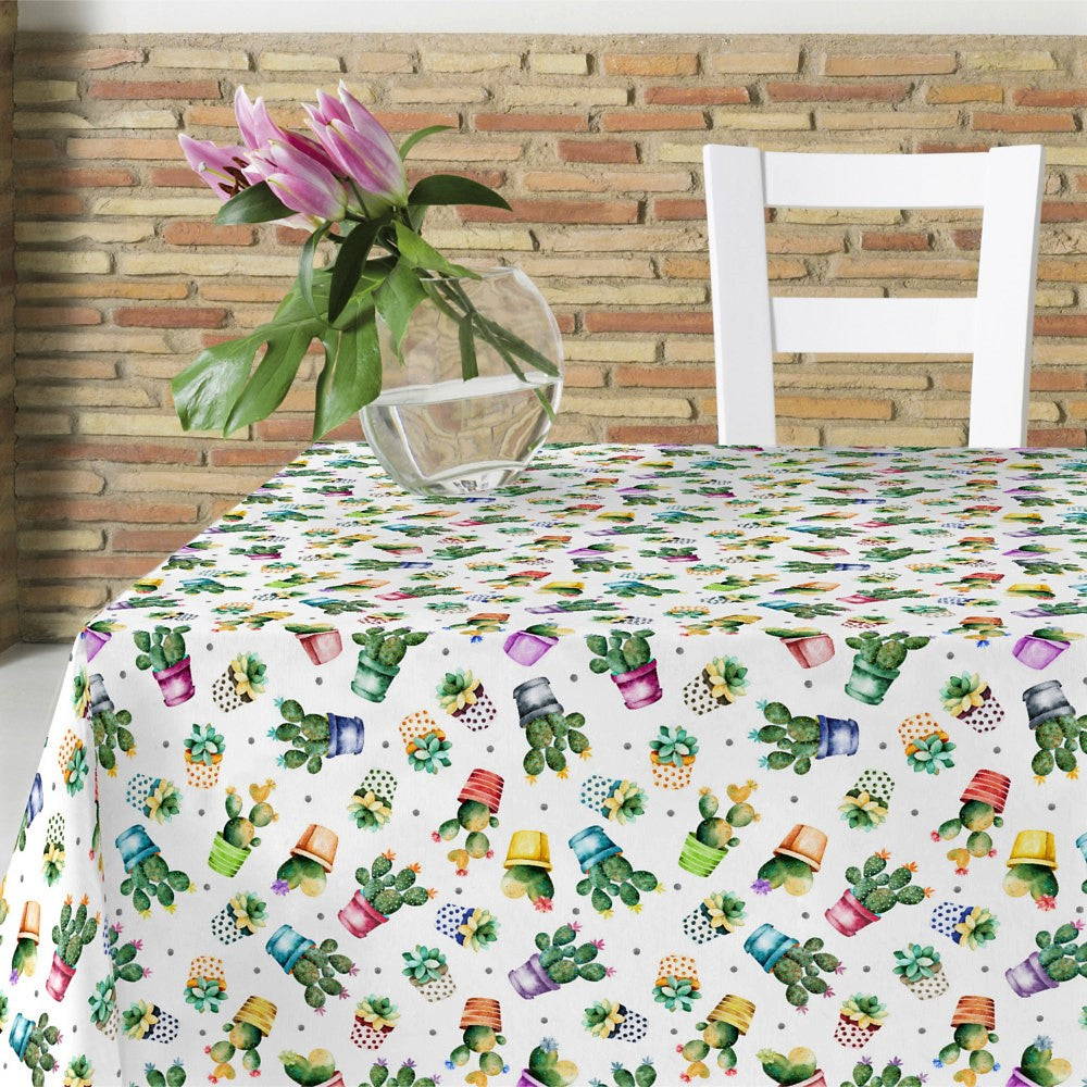 Förtrollande kaktusar  - Textilvaxduk med kaktusar i vackra färger, 140 cm