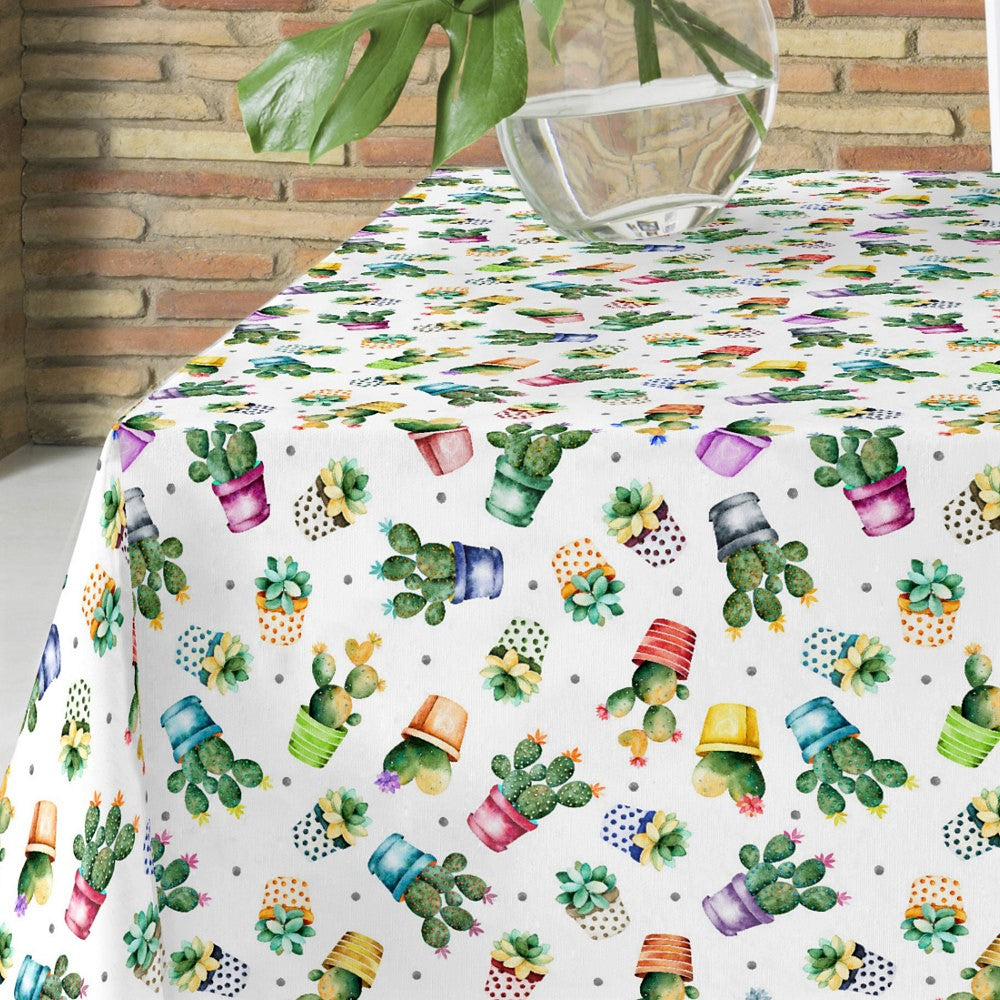 Förtrollande kaktusar  - Textilvaxduk med kaktusar i vackra färger, 140 cm