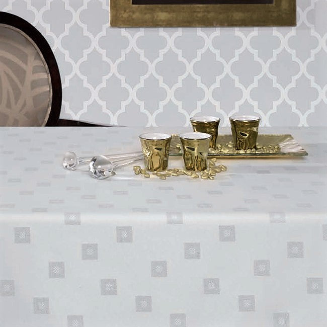 Cezanne Silver Lurex - Jacquardvävd textilvaxduk, 140 cm bred