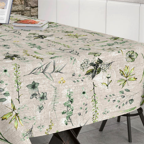 Textilvaxduk med blad-design, 140 cm