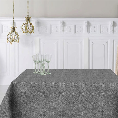 ARP stålgrå, jacquardvävd textilvaxduk, 160 cm bred