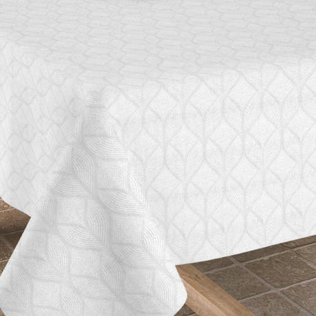 Manno vit, jacquardvävd textilvaxduk, 140 cm bred