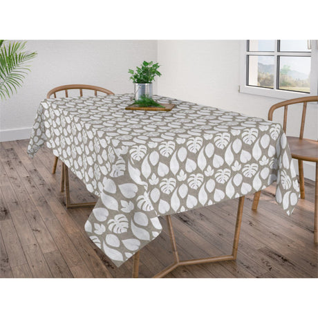 Velez - textilvaxduk med vita blad 160 cm