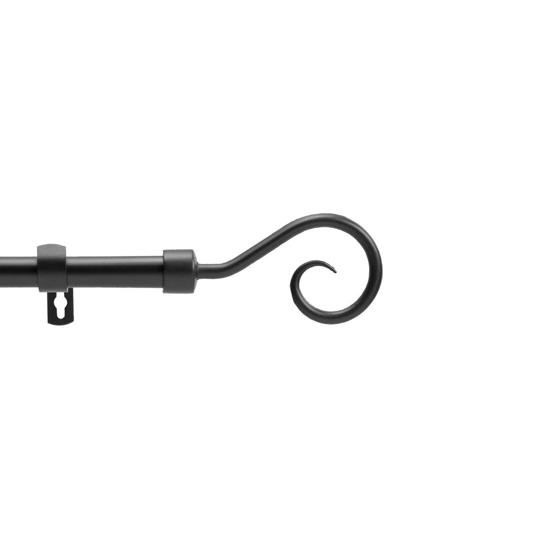 Arabesque Svart – Justerbar gardinstång 120–210 cm