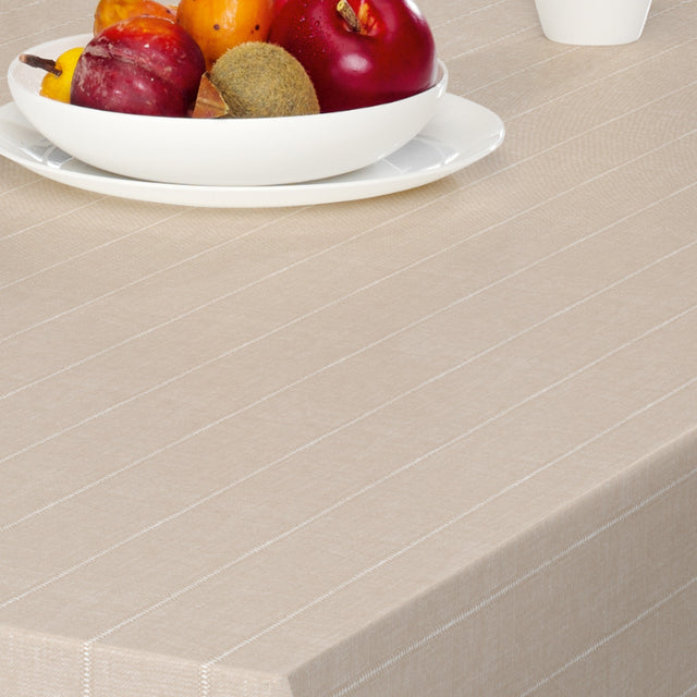 Balance Cake - 160 cm bred vaxduk med randigt mönster i beige