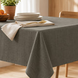 Basic Linen Antracit - Linnelook textilvaxduk med akrylatbeläggning