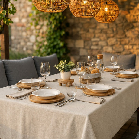 Basic Linen Sand - Textilvaxduk i 100 % linne