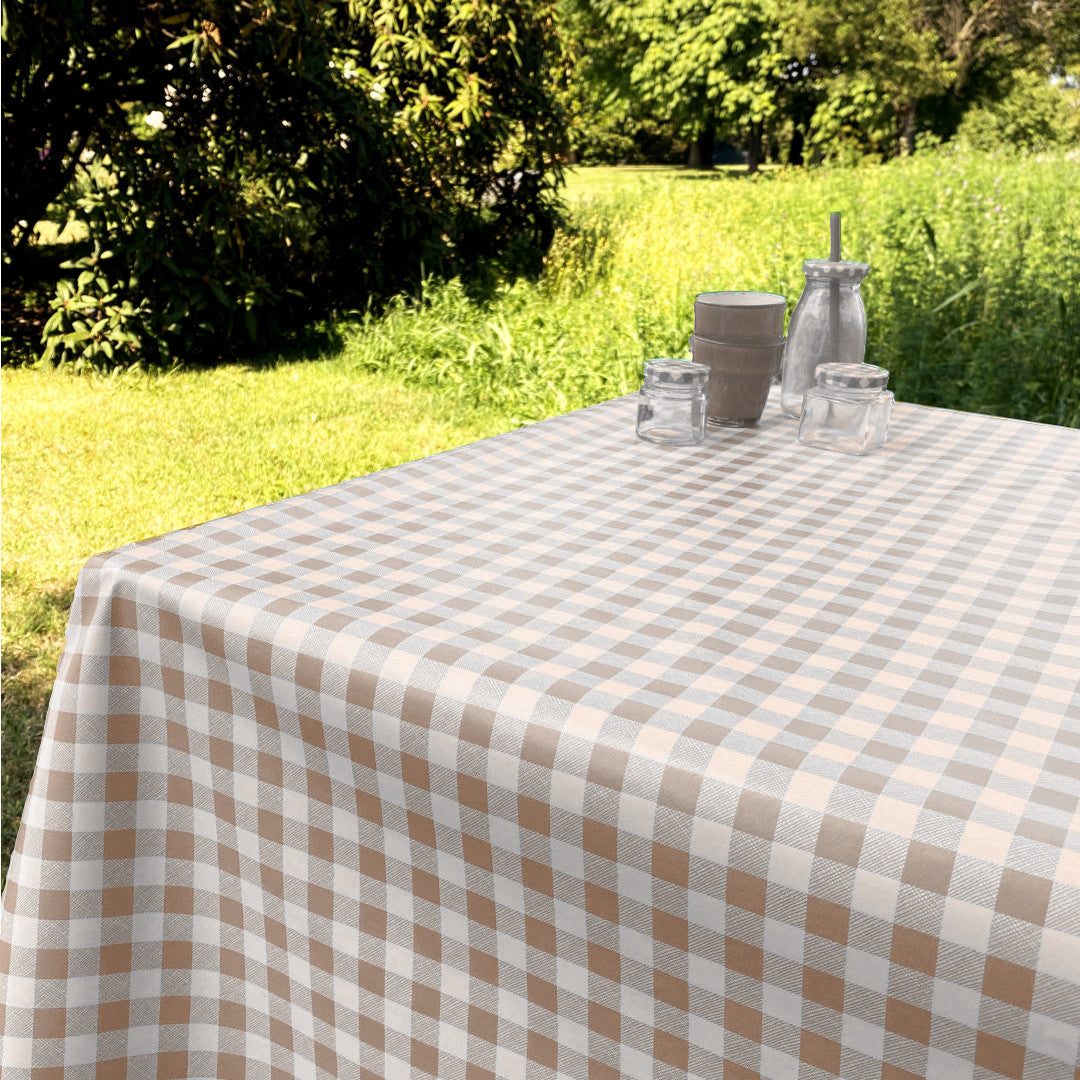 Vaxduk med klassiska rutor 1,5 x 1,5 cm  - 140 cm bred - Beige