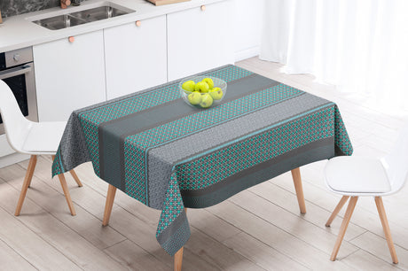 Belem Turkis - Textilvaxduk med fina utsmyckade mönster - 155 cm bred
