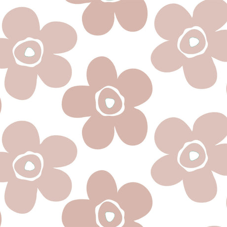 Närbild av Big Flower Rosenwood - Lola vaxduk med stora blommor i beige