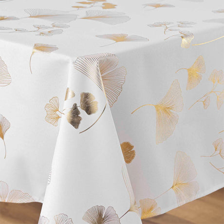 Bloomy Metallic Print - White/Gold - närbild, 150 x 300 cm