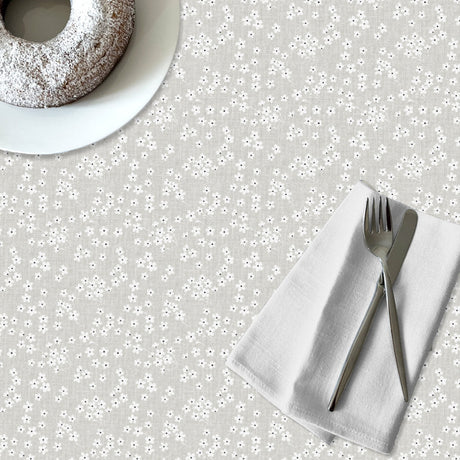 Blossom Mist - Vaxduk med linnelook i grått, detaljer