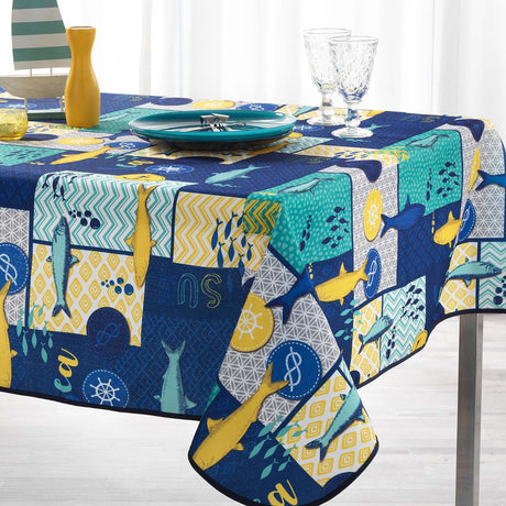 Blue Lagoon Navy Blue, duk med fläckskydd, 150 x 240 cm
