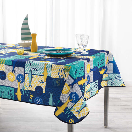 Blue Lagoon Navy Blue, duk med fläckskydd, 150 x 240 cm