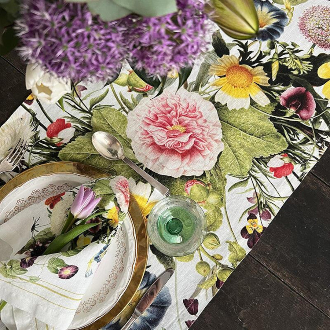 Bordslöpare i linne Flower Garden – Jim Lyngvild
