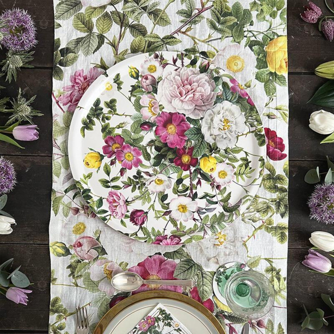 Bordslöpare i linne Rose Flower Garden – Jim Lyngvild