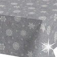 Brina Grey Silver - Grå jultextilvaxduk med iskristaller i silver