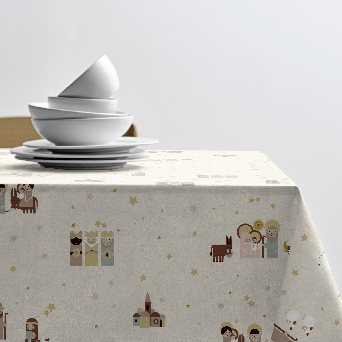 Södahl Julduk - Christmas Night Offwhite, textilvaxduk i 100% bomull med glidskydd