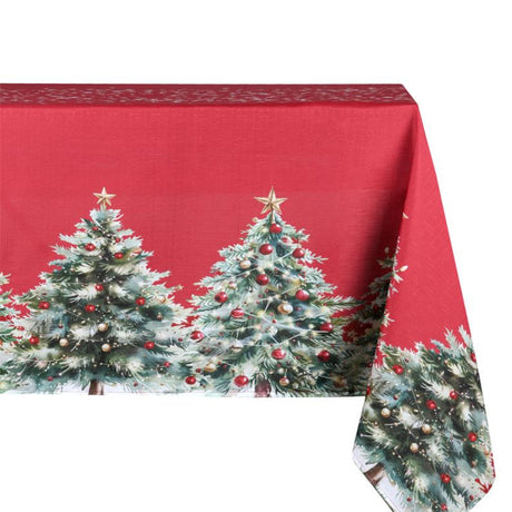 Christmas Trees Röd – Julduk med fläckavvisande behandling 140 x 300 cm, modellbild