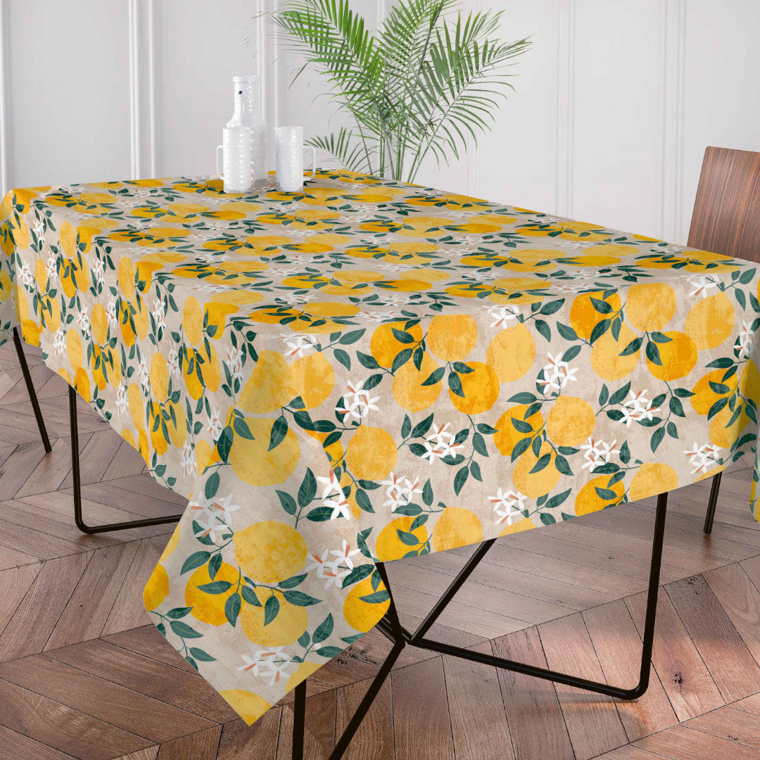 Citronlunden Lino - Textilvaxduk i linnelook med citroner