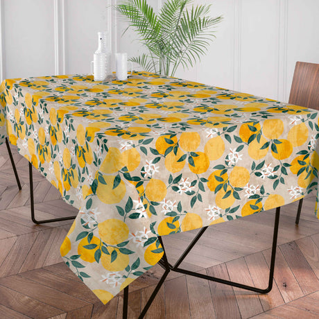 Citronlunden Lino - Textilvaxduk i linnelook med citroner