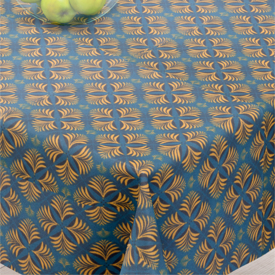 Coumba Petrol - Textilvaxduk med vackert motiv - 155 cm bred