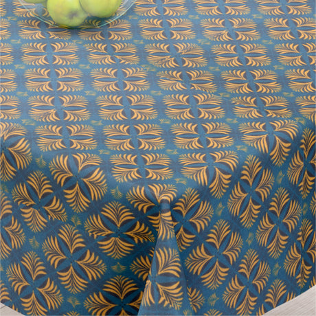 Coumba Petrol - Textilvaxduk med vackert motiv - 155 cm bred