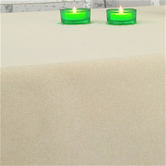 Enfärgad textilvaxduk Offwhite/ beige melerad - rund textilvaxduk med resårkant
