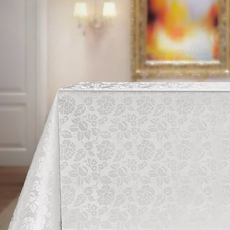Diamond Damask Flowers Vit - Vaxduk med blommor på bordet