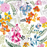 Dufthaven - Vit vaxduk med färgglada blommor, 160 cm bred