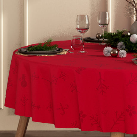 Engholm Noel damastvävd julduk, röd - Ø 200 cm