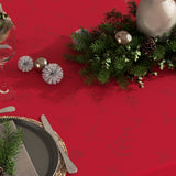 Närbild av Engholm Noel damast und julduk, Röd - Ø 250 cm