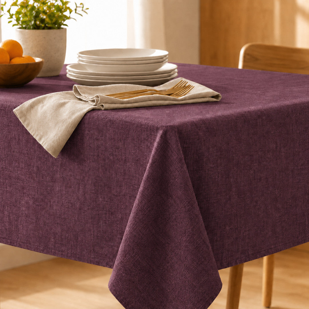Enfärgad linneduk - Enfärgad duk i 100% linne belagd med akryl - Aubergine