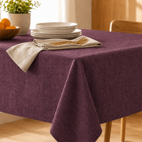 Enfärgad linneduk - Enfärgad duk i 100% linne belagd med akryl - Aubergine