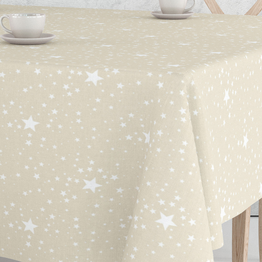 Etoiles Ljus Beige - Julvaxduk med vitt stjärnmönster