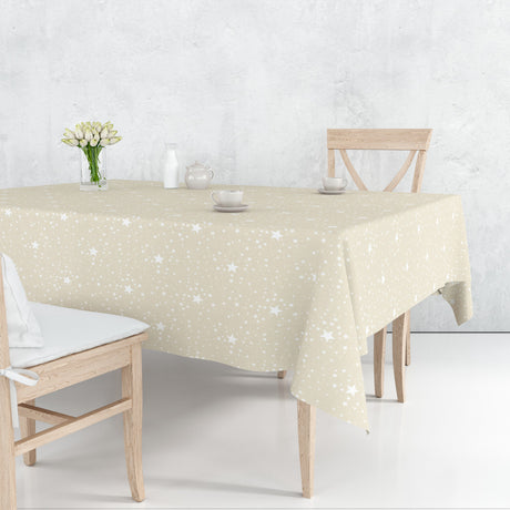 Etoiles Ljus Beige julvaxduk på bord med vita stjärnor i stilren design