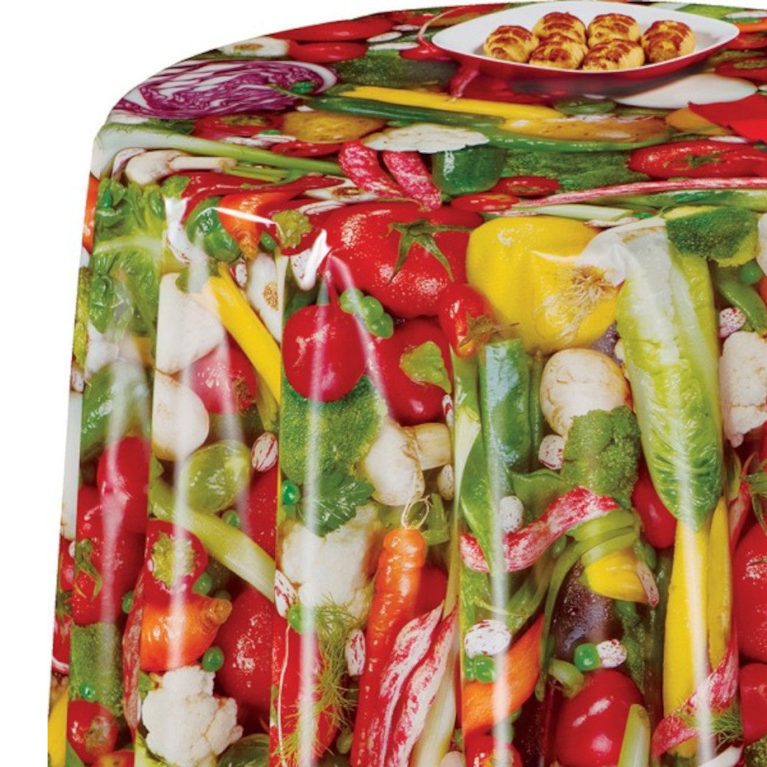 Färgrik Skörd – Vaxduk med grönsaker, rund